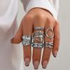 6Pcs/Set Vintage Liquid Wrinkled Irregular Rings for Women Punk Geometric Metal Multi-Layer Chain Open Rings Set Jewelry Gifts