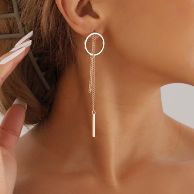 Geometric Hollow Round Long Fringed Earrings Light Luxury Niche Long Earrings Spice Girls