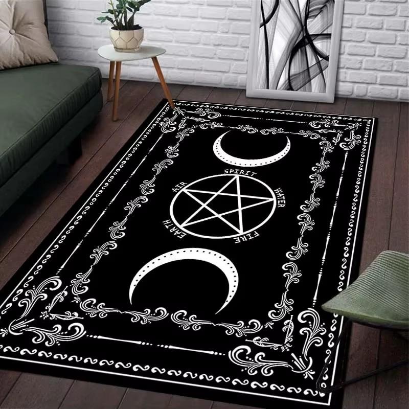 Sun Moon Pentagram Witch Altar Rug Carpet for Living Room Gothic Decor Sofa Table Area Rugs Doormat Large Anti-slip Floor Mat