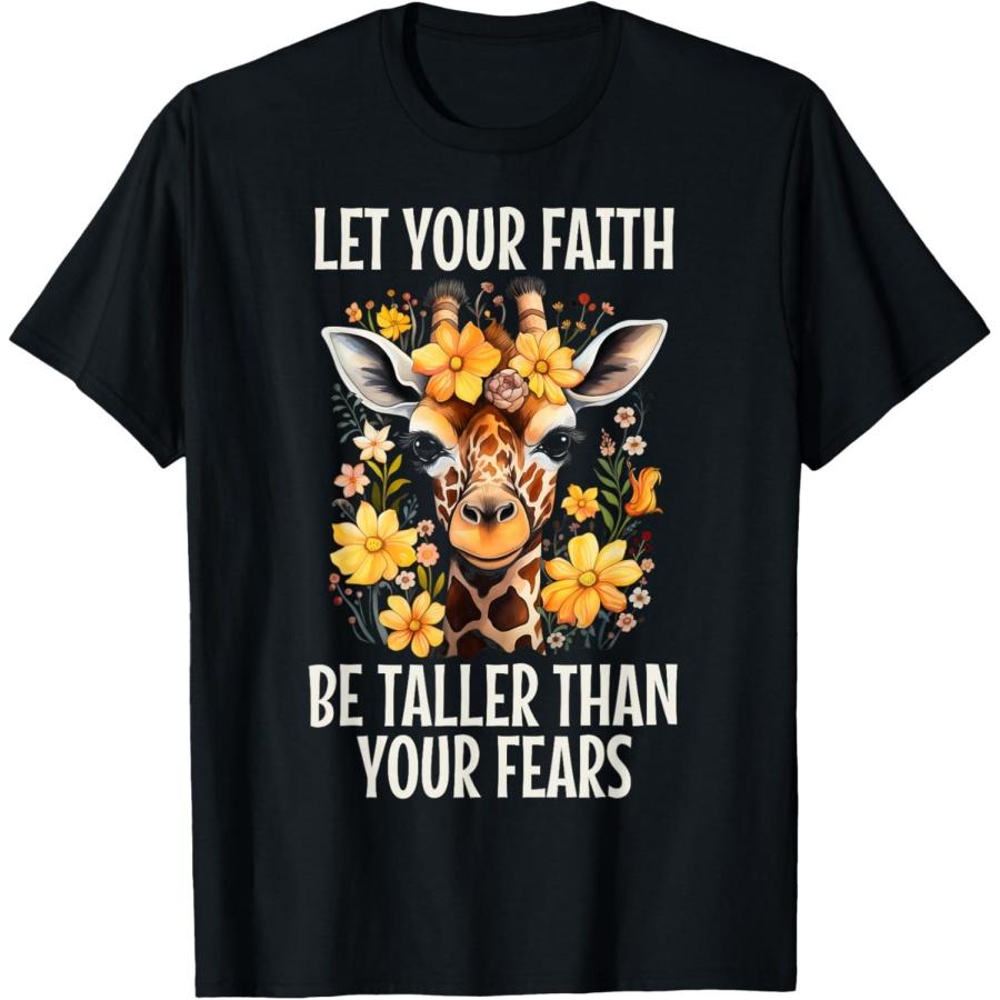 

Giraffe Lover Christian Faith Bible Verse Quote Flowers T-Shirt XXXXXL чорний