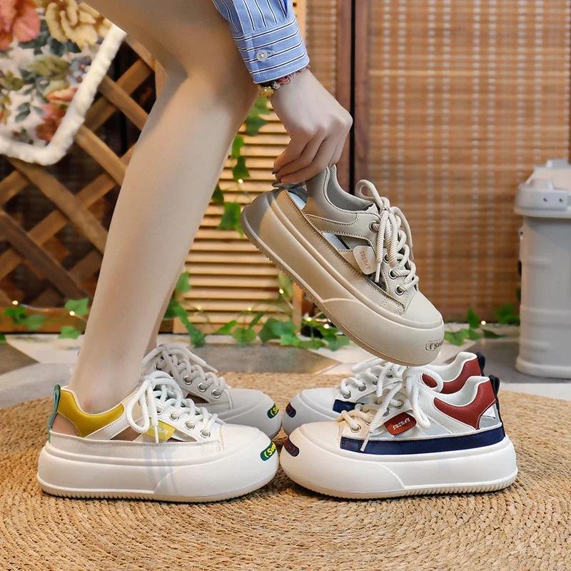Fashion 2024 New Casual Canvas Platform  Women Sneakers Sports Shoes Tennis Flat Vulcanize Running Fashion  Womenshoes