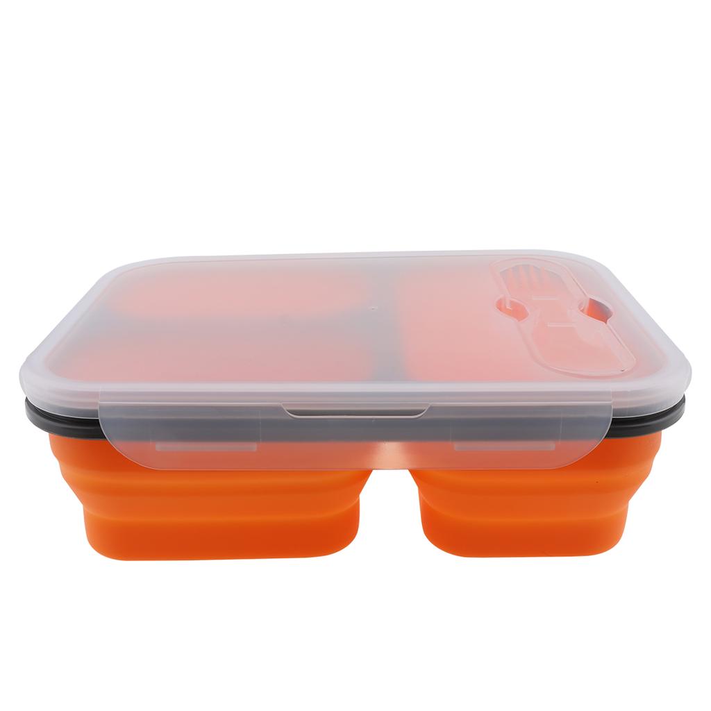 3-farbige, skalierbare, faltbare Lunchbox aus Silikon, Bento-Box mit Löffel und Gabel, Mehrzweck-Geschirr für – 40–230 °C