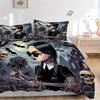 3pcs Addams Dark Rose Printed Bedding Set, Soft and Comfortable Quilt Cover for Bedroom, Guest Room H001