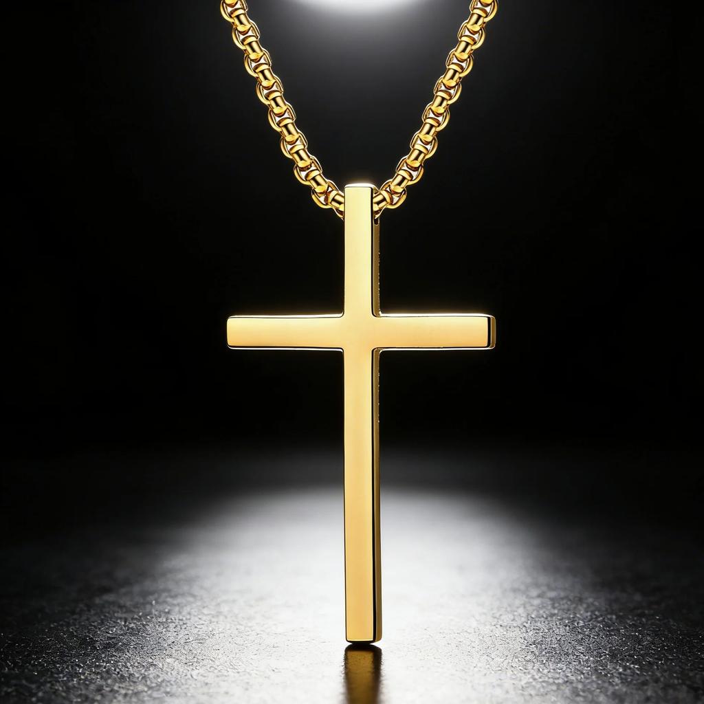 Fashion Cross Pendant Necklaces for Men Women Stainless Steel Punk Charm Box Chains Accessories Party Punk Jewelry Jesus Gift
