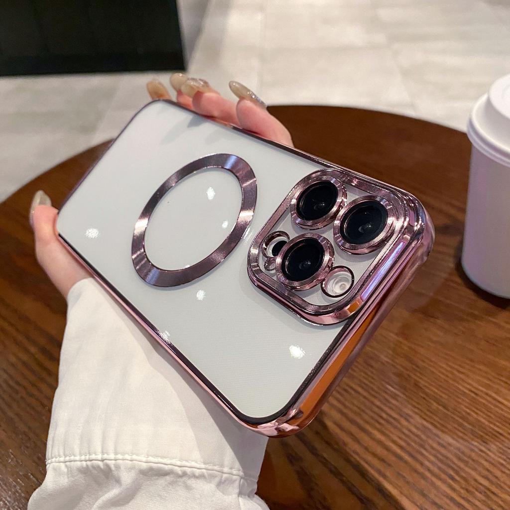 Anwendbar auf iPhone16 Galvanisierte Magnetische Handyhülle Kreative Apple 15 Promax Weiche Hülle Vollständige Abdeckung 14 Schutzhülle 13