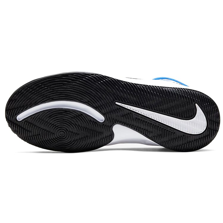 Nike Team Hustle D 9 Abrasion Resistant Breathable Mid top Performance Basketball Shoes Black White Blue Unisex CW5815-100