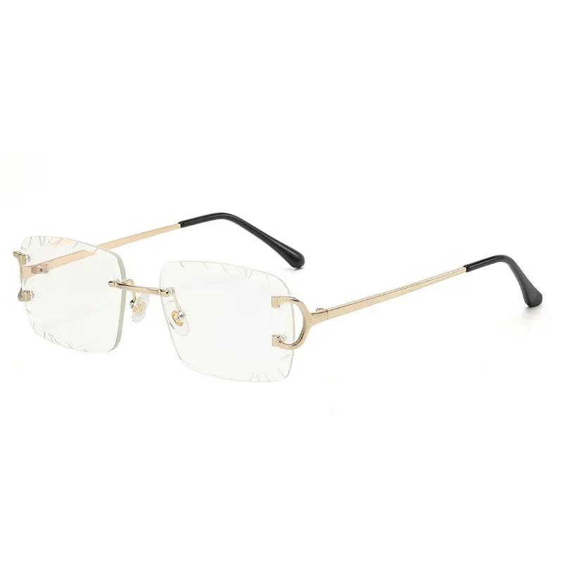 Fashion Square Sunglasses Vintage Women Men Frameless Sun Glasses Rimless Retro Luxury Brand Designer Eyeglasses Uv400 Travel
