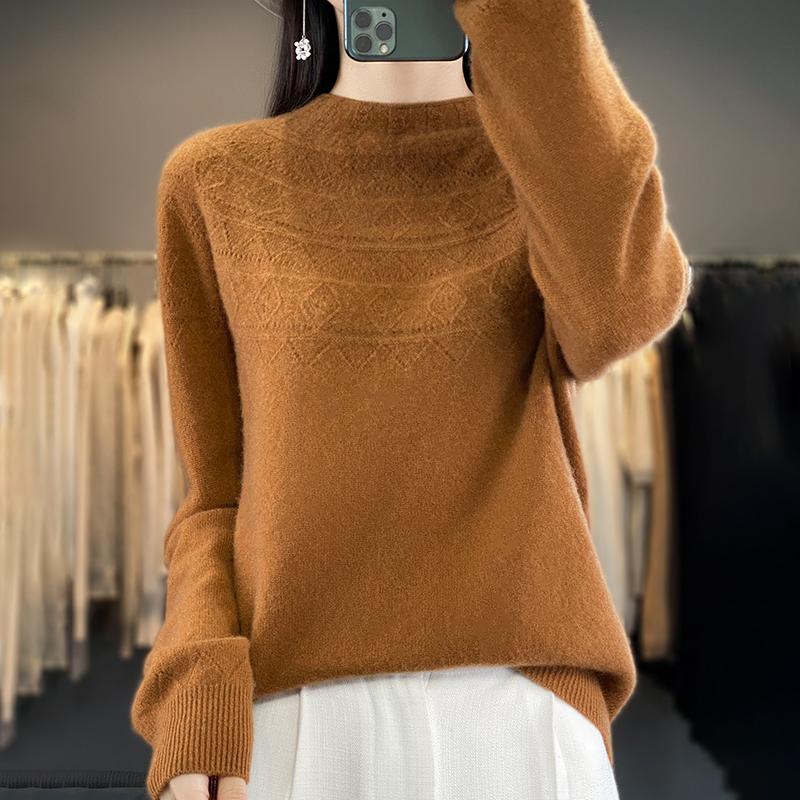Women's Cashmere Sweater Qinghe Cashmere 30% Cashmere 70% Wool Women's Autumn and Winter Cashmere Pullover Soft and Warm