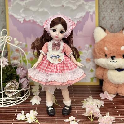 Uzun Saçlı 30cm Bjd Bebek Giysili 1/6 SD Prenses Makyajı Mafsallı Bebek Çocuklar