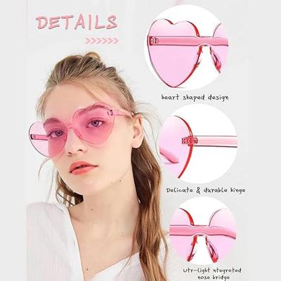 Sunglasses for Women Jelly Color Frameless Heart Shaped One-piece Glasses Dazzling Color Glasses