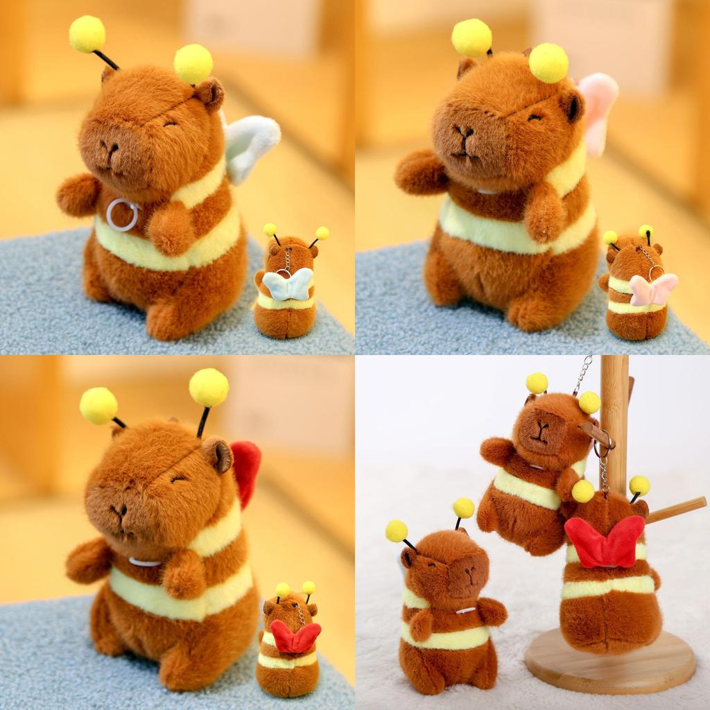 Cute Bee Capybara Plush Keychain With Vibrating Wings For Kids And Collectors