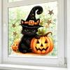 Halloween Statisk Vinduesklistermærke, Sød Sort Kat & Heks Hat Græskar Decal, Limfri Genanvendelig Glas Sticker, Spooky Ferie Vinduesdekoration til Hjemmet,