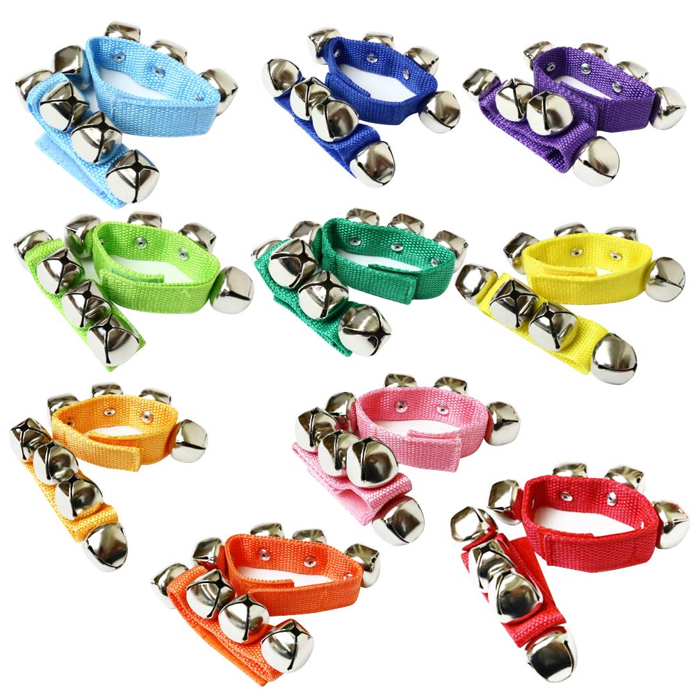 ookuwa Colorful Ring Bells, Set of 20, Percussion Handbells, Great for Playing, Dancing, Karaoke, and More, Great for Kids and Adults