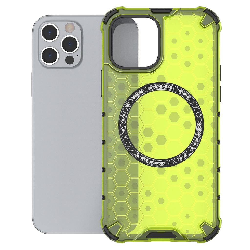 Für iPhone 12/12 Pro Magnetische Hülle Wabenförmig Sturzsicher TPU+PC Handyhülle