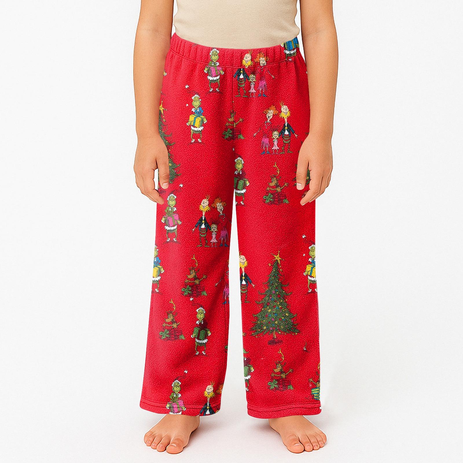 

Детские пижамные брюки с принтом, мягкие, удобные, детские зимние пижамные брюки 120 винный