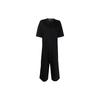 Logo Solid Color Loose Drawstring Jumpsuit Women Jumpsuit Black FN3545