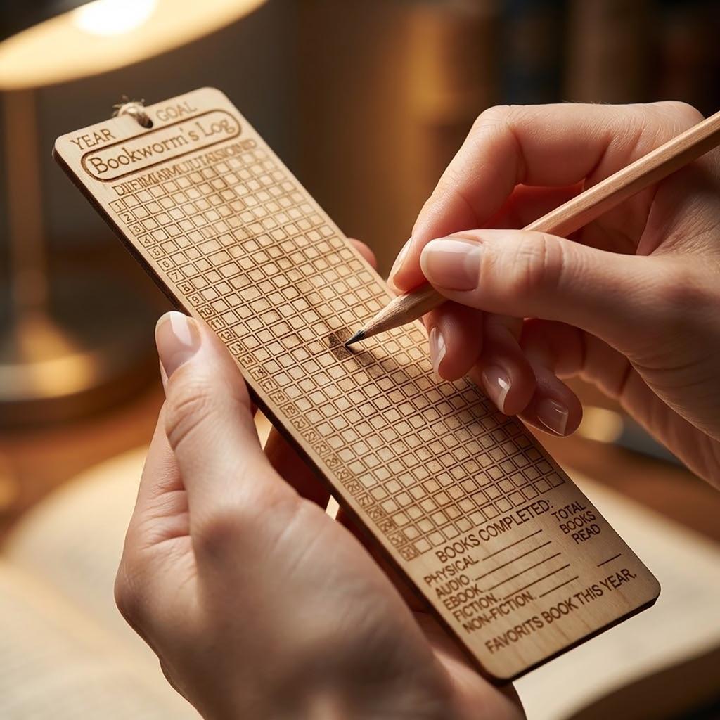 Wooden Reading Habit Bookmark: Your Personal Record For Reading Progress.