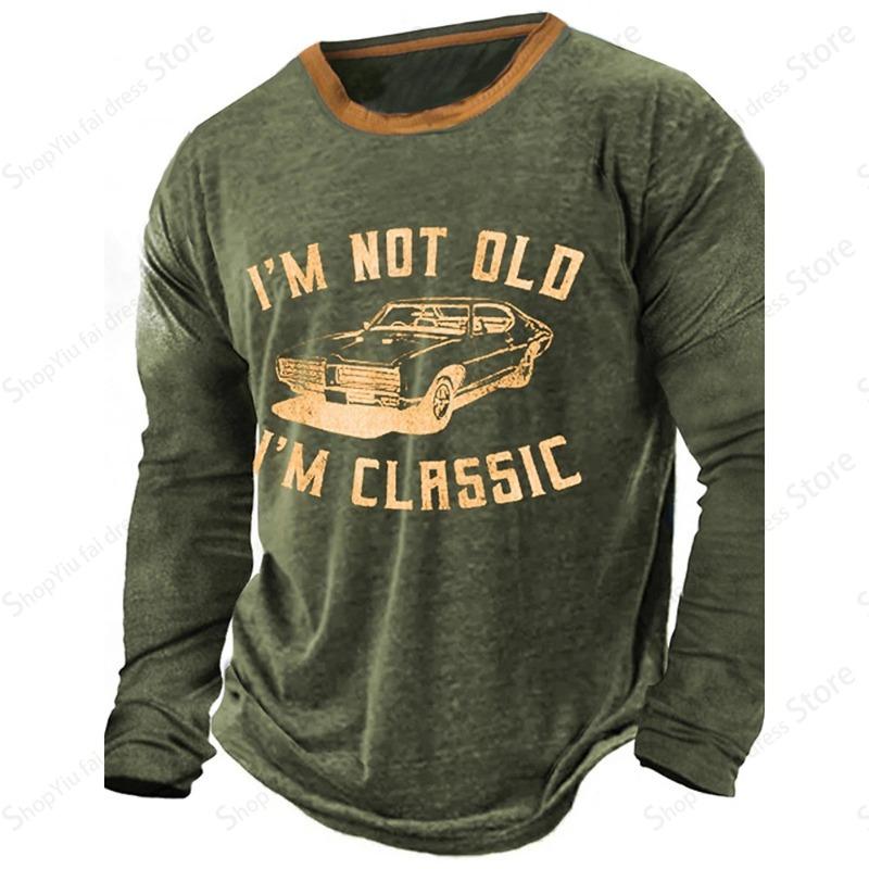 Vintage Men's Long Sleeve T-shirt 3d Letter Print Graphic T Shirts Men Fashion Tops Tees Outdoor Sports Tops