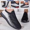 Light Elastic Walking Shoes for Women Knitted Mesh Flats Ladies Slip-ons Soft Sole Loafers Jogging Casual Sports Shoes Mother Shoes