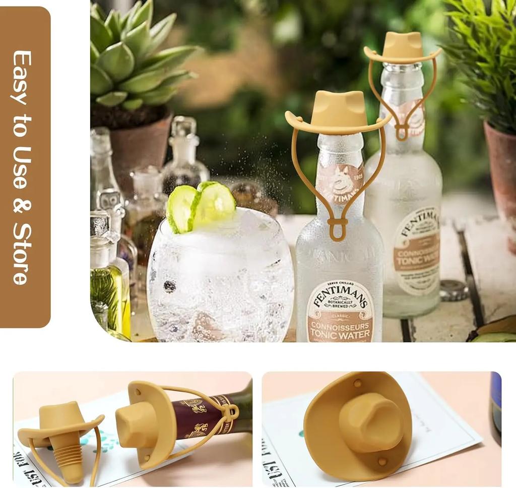 Wine Bottle Stoppers Silicone Champagne Bottle Cowboy Hat Funny Stopper Foldable Silicone Bottle Holder Rack Bottle Stacker Rack