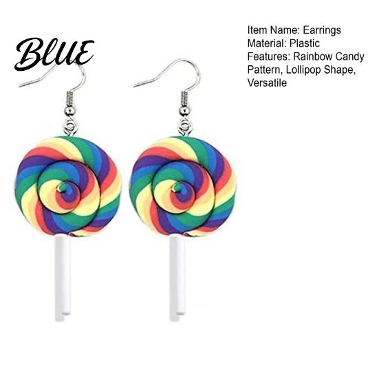 Colorful Festive Earrings 1 Pair Women Hook Rainbow Lollipop Design