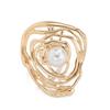 Exaggerated Metal Wind Pleated Imitation Pearl Ring, Personalized Sweet Line Open Ring