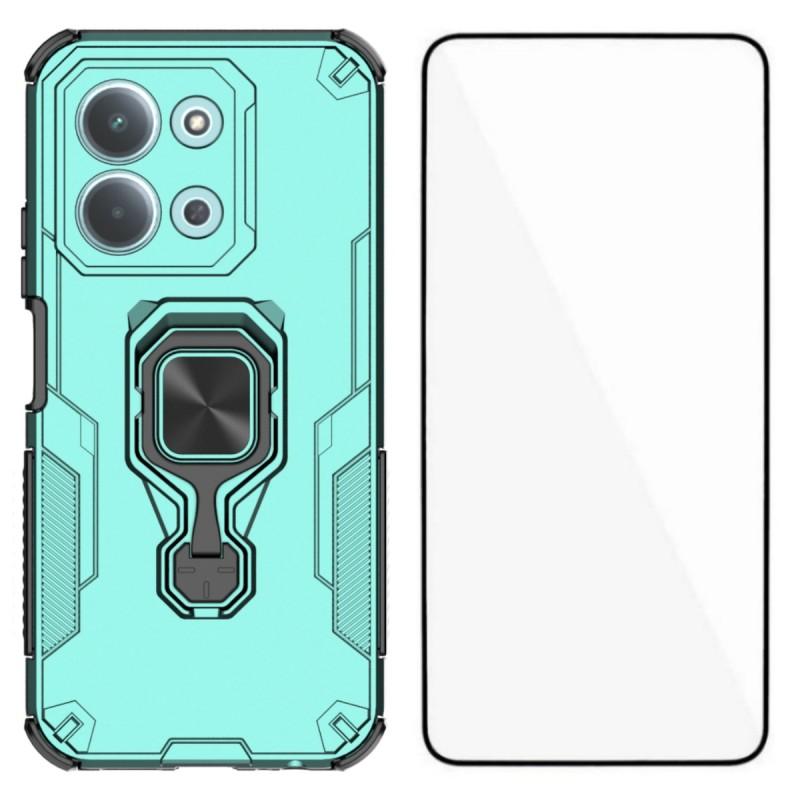 For Xiaomi Redmi 15C 4G (Global) (171mm) Phone Case WANLONFENG PC TPU Back Cover Kickstand with Tempered Glass