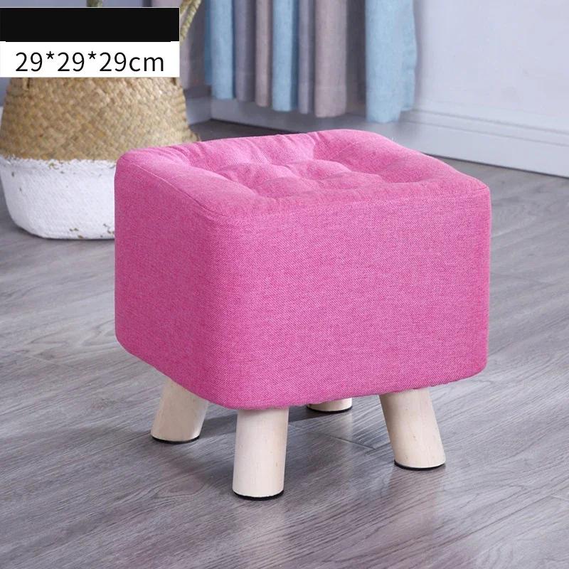 Elastic Foot Rest Stool Solid Wood Square Ottoman for Changing Small Shoes Sofa Bench Hallway Furniture Home Decoration