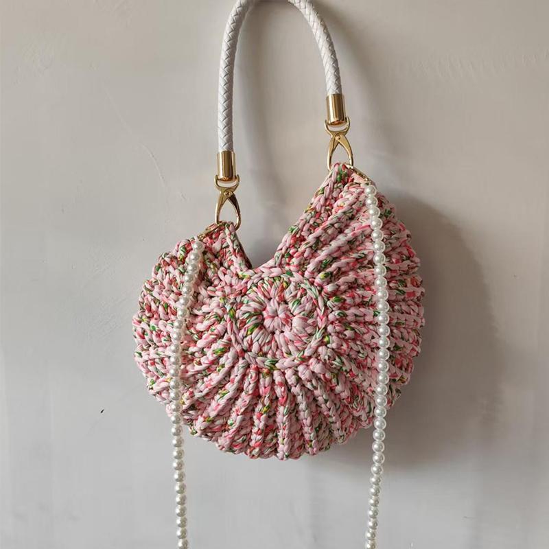 Luxury Hand-woven Shell Bag Women Seaside Conch Shell Messenger Shoulder Bag Exquisite Pearl Chain Fashion Holiday Shopping Bag