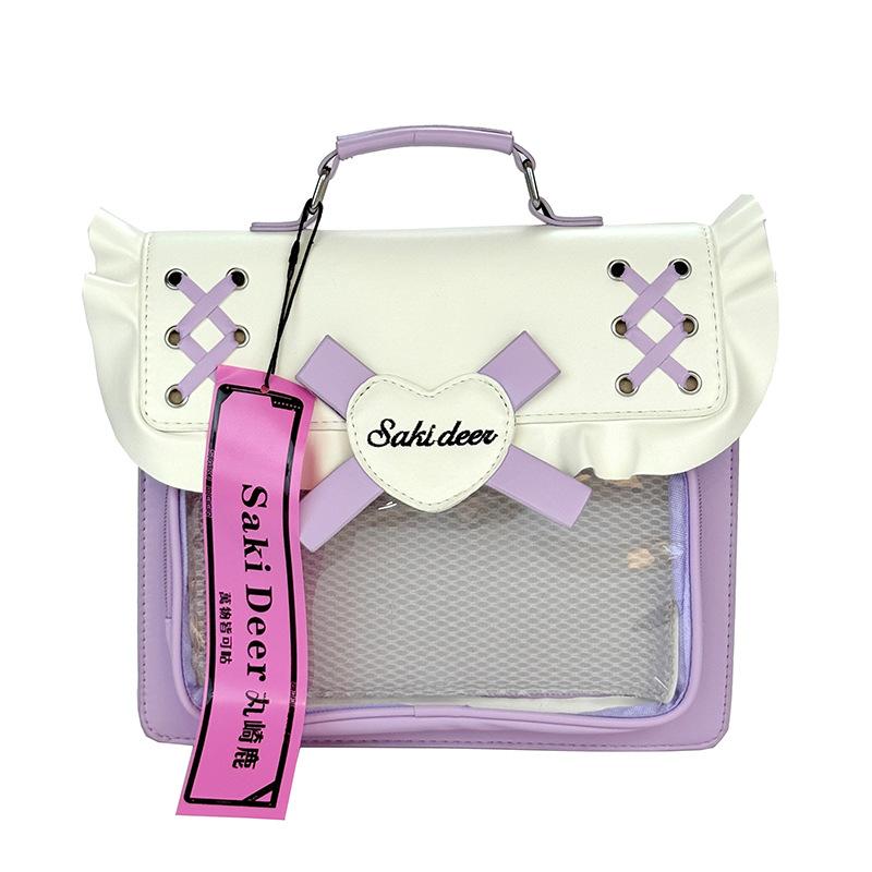 Contrast Love Heart School Ita Bag Cute Transparent Mochila All-match Backpack Mochilas Shoulder Crossbady Bags for Woman