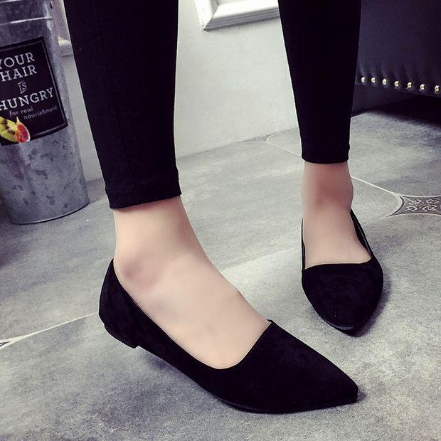 Spring New Single Shoes Women's Shoes Pointed Shallow Mouth Flat Heel Flat Bottom Bow