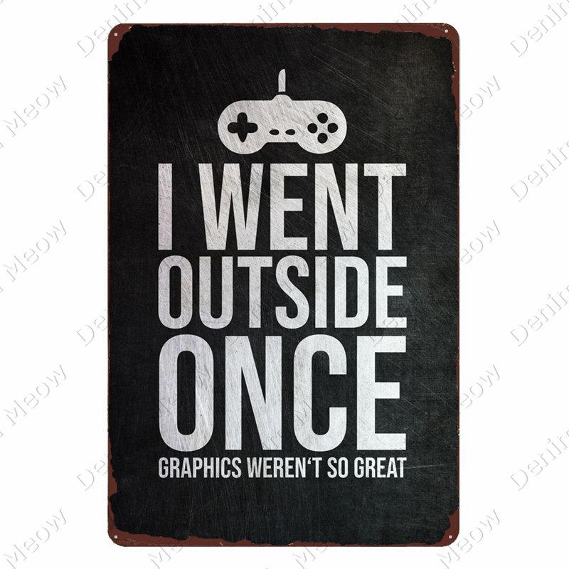 Avertisment Angry Gamer Vintage Tin Sign Gaming Repeat Poster Club Home Decor Dormitor Eat Sleep Game Autocolante amuzante de perete Placă N379