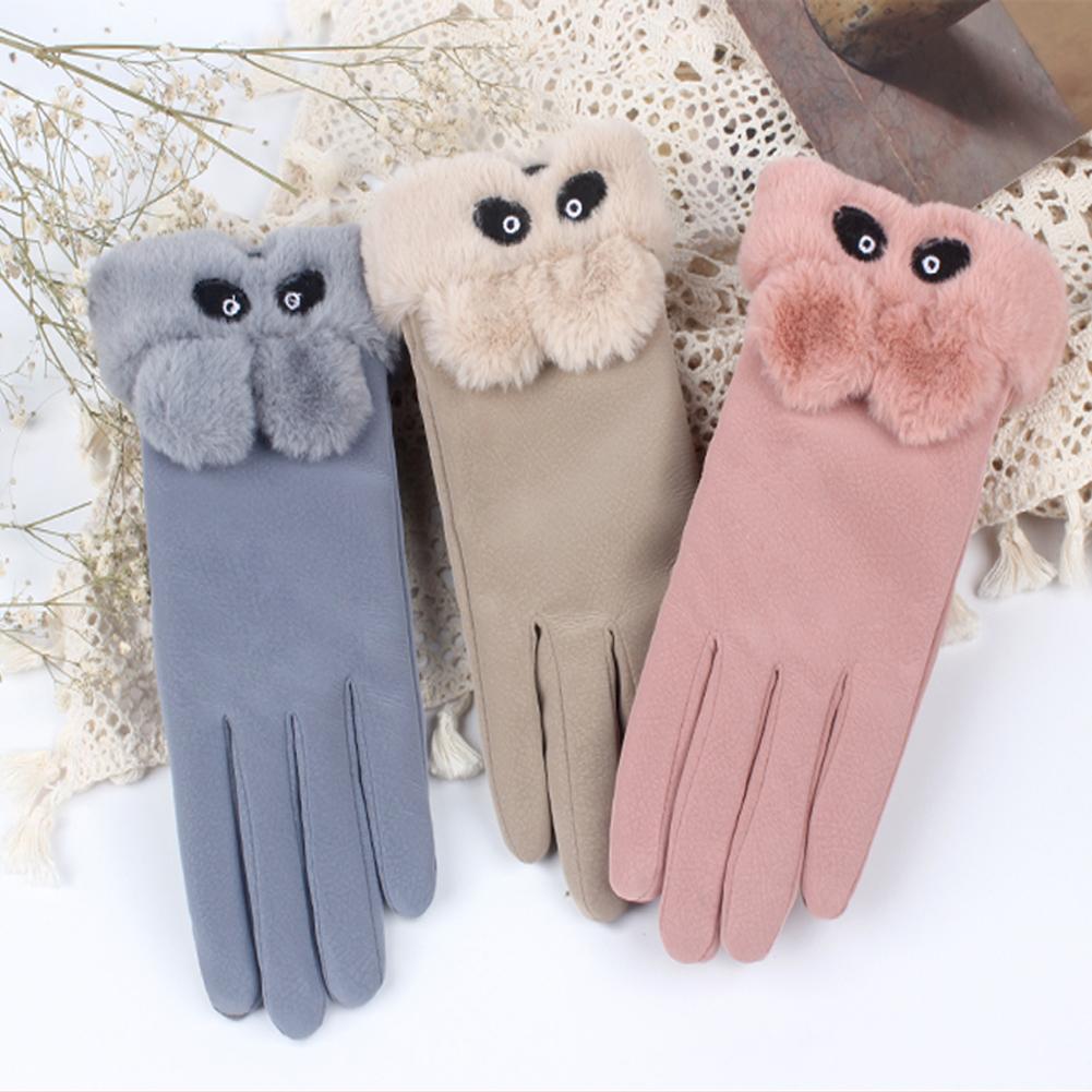 Woman Winter Gloves Cute Windproof Gloves Hand Wear Lovely Thick Warm Wind proof Suede Fabric Telefingers Gloves