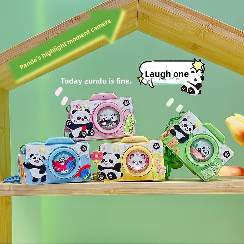 Panda Camera Keychain Plush Material Cute Keyring For School Bag Decor