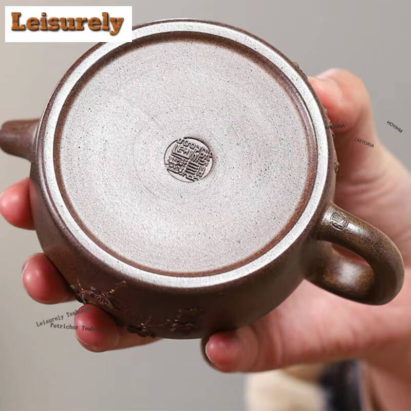 111ml Boutique Yixing Purple Clay Teapots Handmade plum bossom dezhong Pot Raw Ore Section Mud Tea Maker Kettle Zisha Tea Set