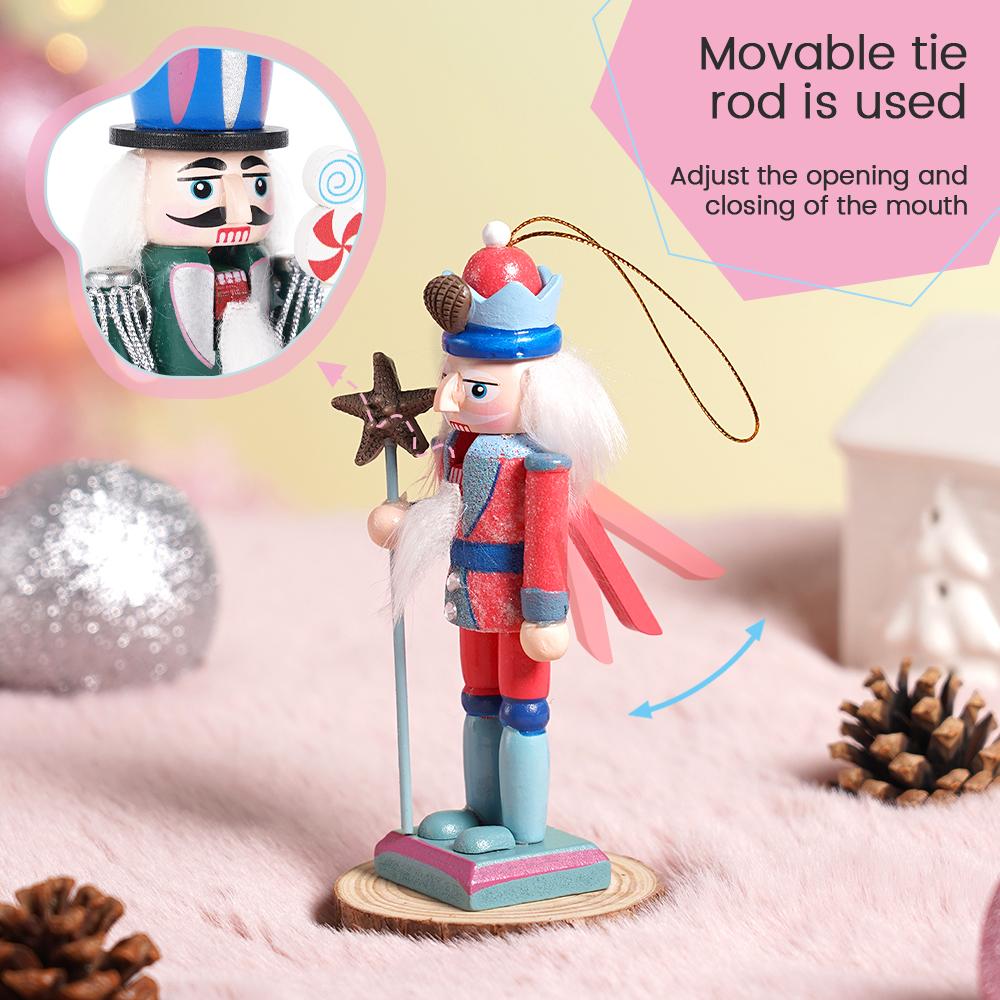 3pcs 12cm Macaron Nutcracker Pendant Exquisite Handicraft Puppet Christmas Tree Decoration Pendant Xmas Applicable Hangings Gift