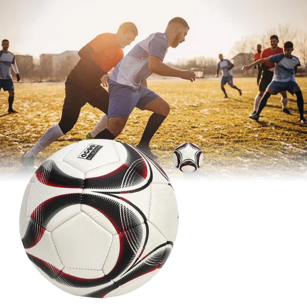 Soccer Ball for Teenagers Adults PVC Double Layer Explosion Proof Teaching Training Soccer Ball for Indoor Outdoor Red Type 5