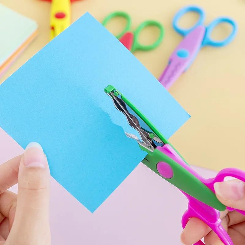 Safety Scissors Wavy Pattern Paper Cutter DIY Handmade Tools Paper Craft Cute Card Photo Scissors Kids Gifts Office Supplies