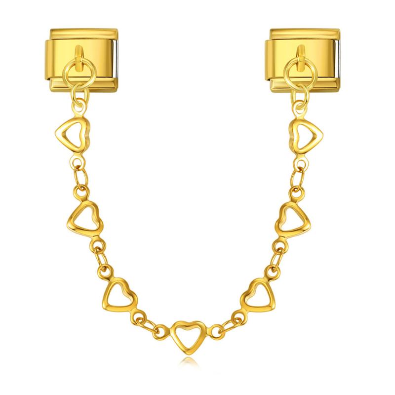 Fashion Women Stainless Steel Heart Chain Italian Charms Link Buckle Fit 9Mm Bracelet Diy Jewelry Accessories