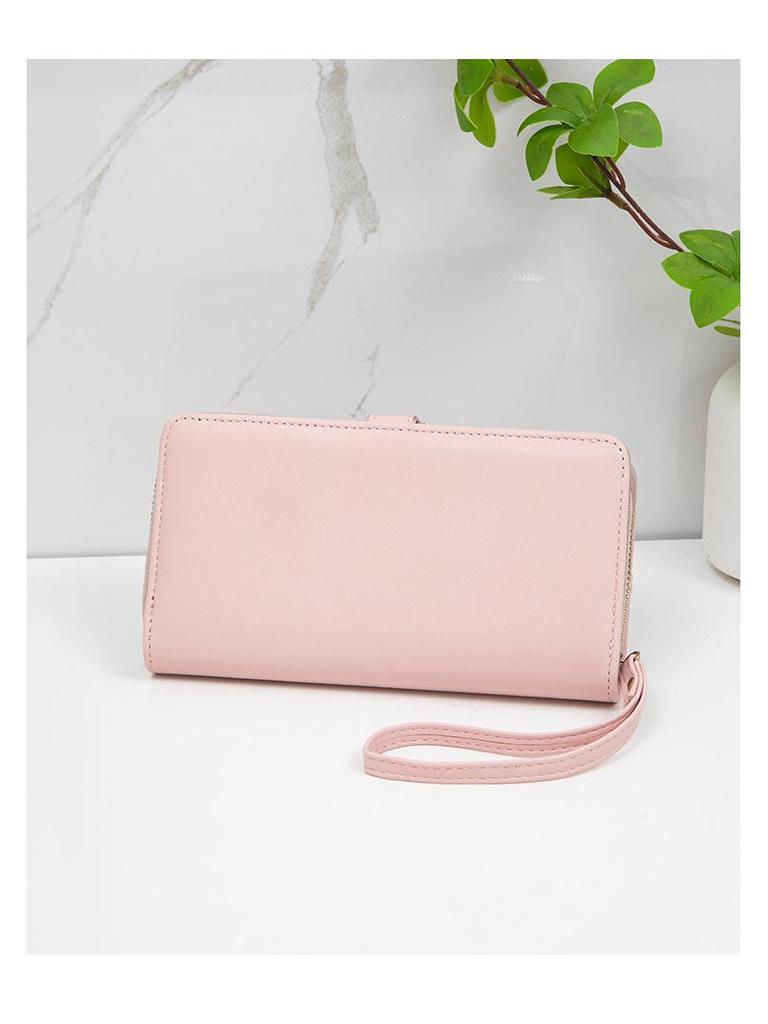 Women's Tri-Fold Minimalist Wallet: Fashionable and Functional Long Clutch with Zipper and Snap Closure, Multiple Card Slots