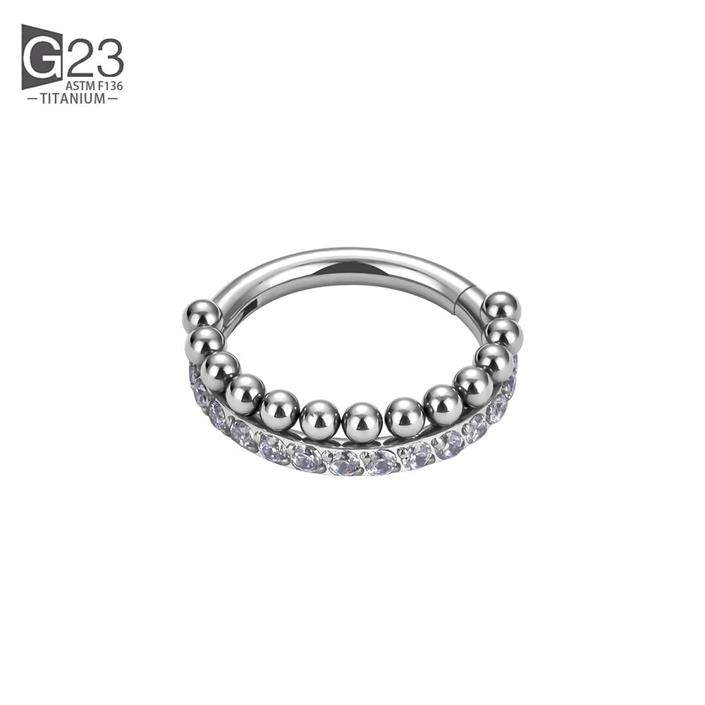 G23 Titan Piercing Doppellagig Dreifach Gestapelt Scharniert Zirkon Nasenring Helix Knorpel CZ Kleiner Knorpel Septum Clicker