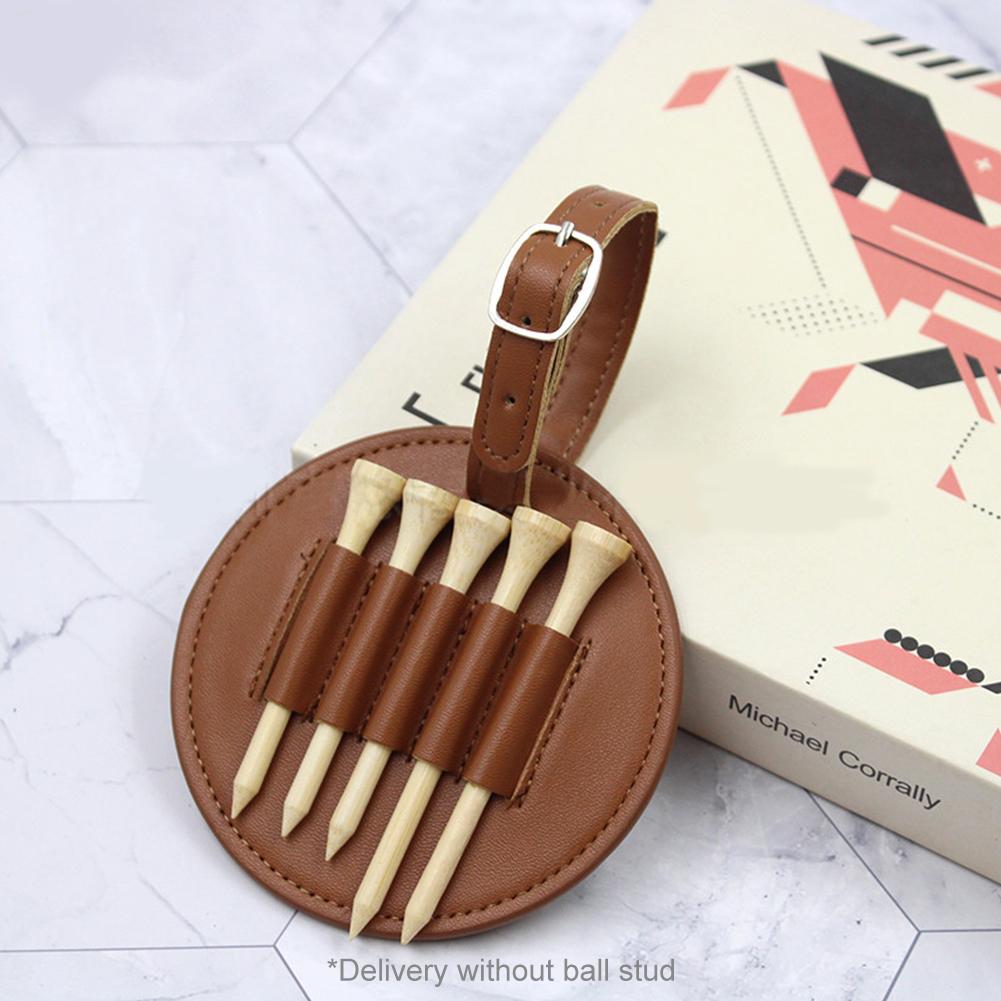 Golf Tee Holder Organizer PU Leather Golf Tee Storage Bag 5 Tee Holes Hanging Belt for Men Women Brown Black Golf Accessories