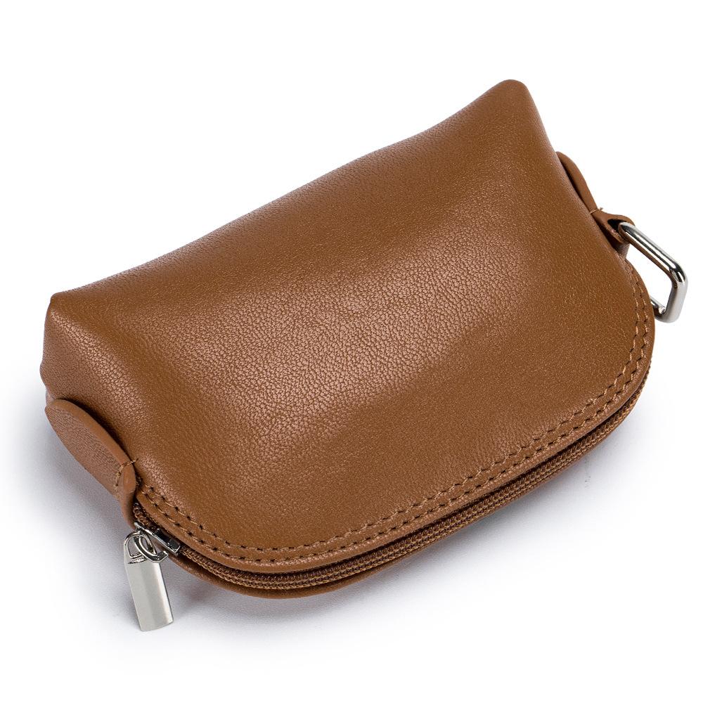 Mini shell change bag women's new Japanese vegetable tanned cowhide niche coin bag portable zipper storage bag