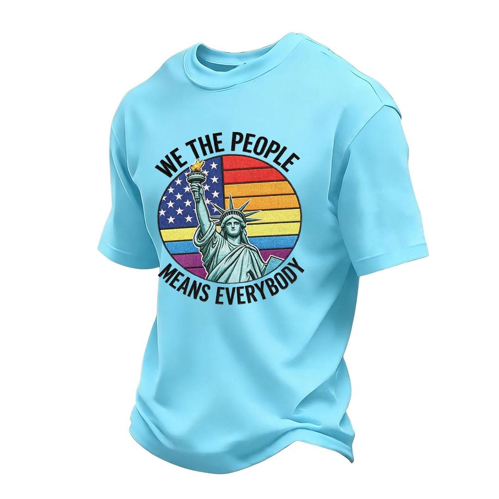 Men's Casual Short Sleeve Crew Neck T-Shirt Independence Day Graphic Print We The People Means Everybody Cotton Blend Top
