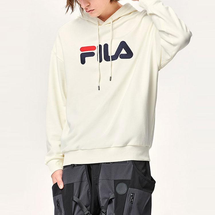 FILA Embroidered Logo Loose Fit Sports Hoodie Men hoodies White F51U138298F-IV