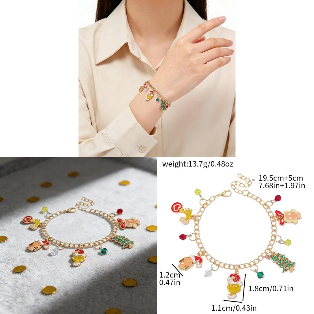 Christmas Chain Bracelet With Cartoon Characters For Holiday Party Gift And Festive Decor
