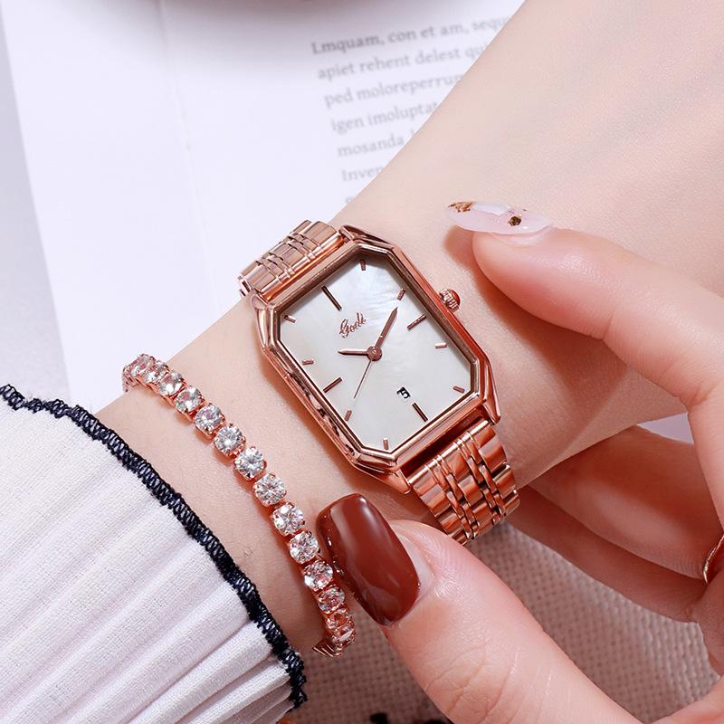 Solid Steel Belt Fashion Ladies Watch Casual Fashion Versatile Calendar Waterproof Quartz Dial