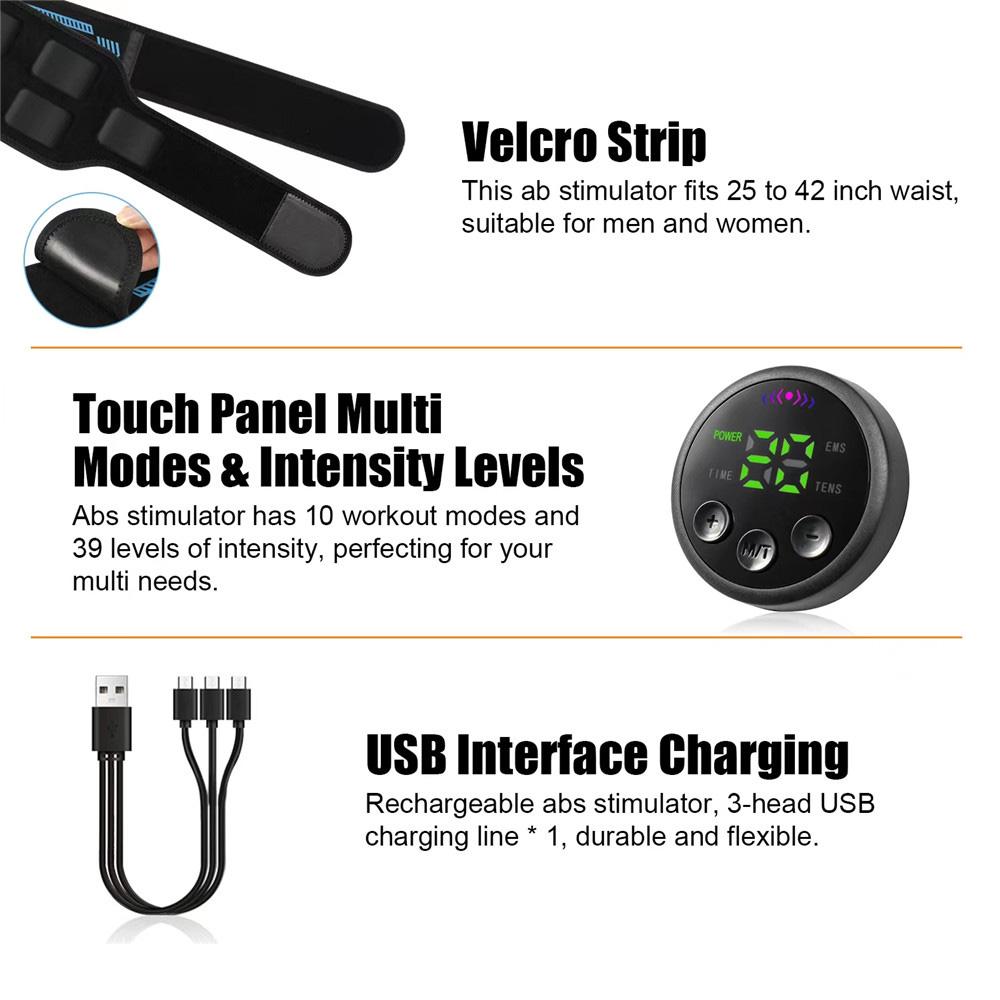 ABS svalový stimulátor toner Břišní trenažér Pás Tělo Abdominální stroj na hubnutí Břicho Paže Noha Spalování tuku Vybavení pro fitness cvičení