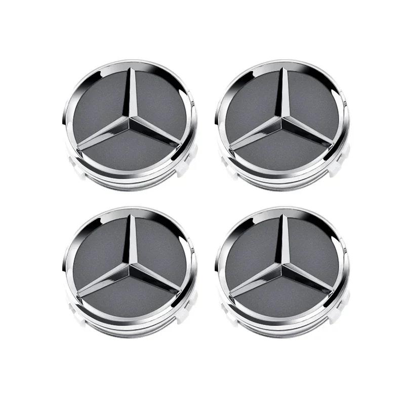 XAXZU1 2025 For Mercedes-Benz 4pcs 60mm Car wheel Hub Cap Emblem badge for Mercedes Benz C180 E300 GLC W163 W166 W167 W204 W205 W212 W2