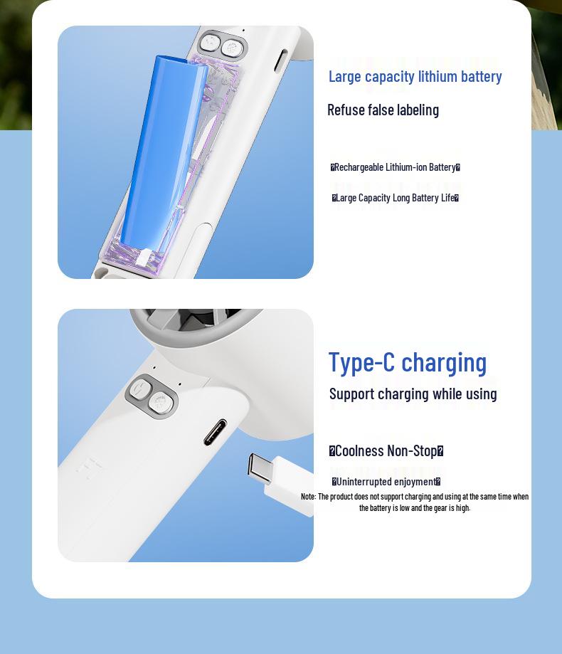 3-in-1 Handheld Cooling Fan: Cold Compress, 5-Speed, Desktop/Hook Use